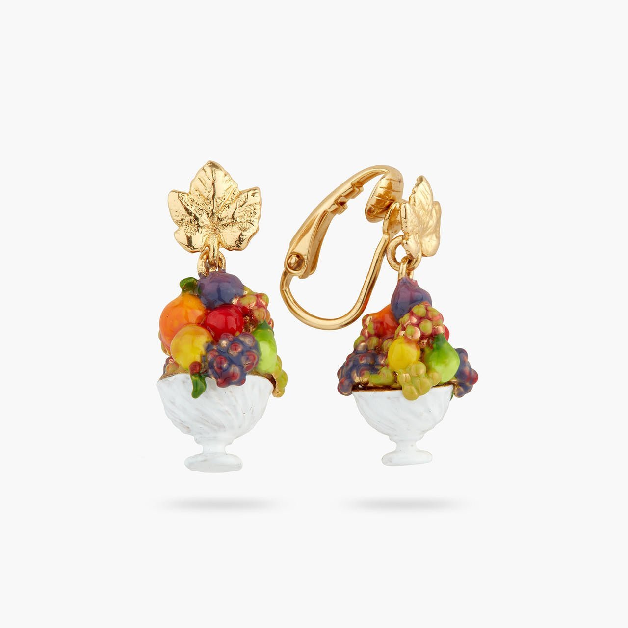 Fruit Bowl And Vine Leaf Earrings | AQVT1121 - Les Nereides