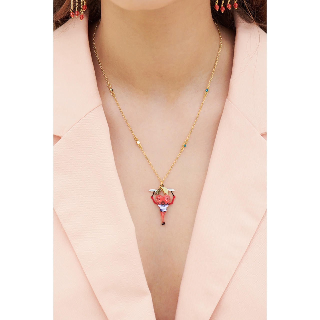 Fruit Circus Acrobatic Cherry Pendant Necklace | ANFC3071 - Les Nereides