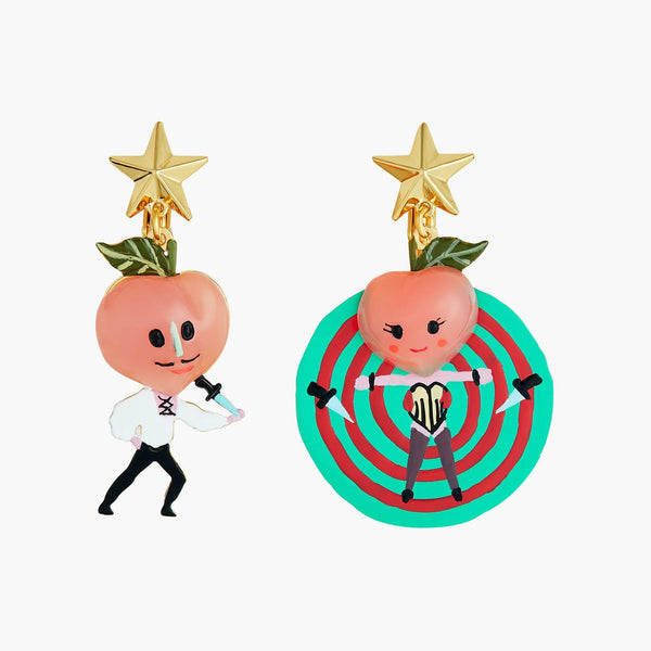 Fruit Circus Peach, Knife And Target Earrings | ANFC1041 - Les Nereides