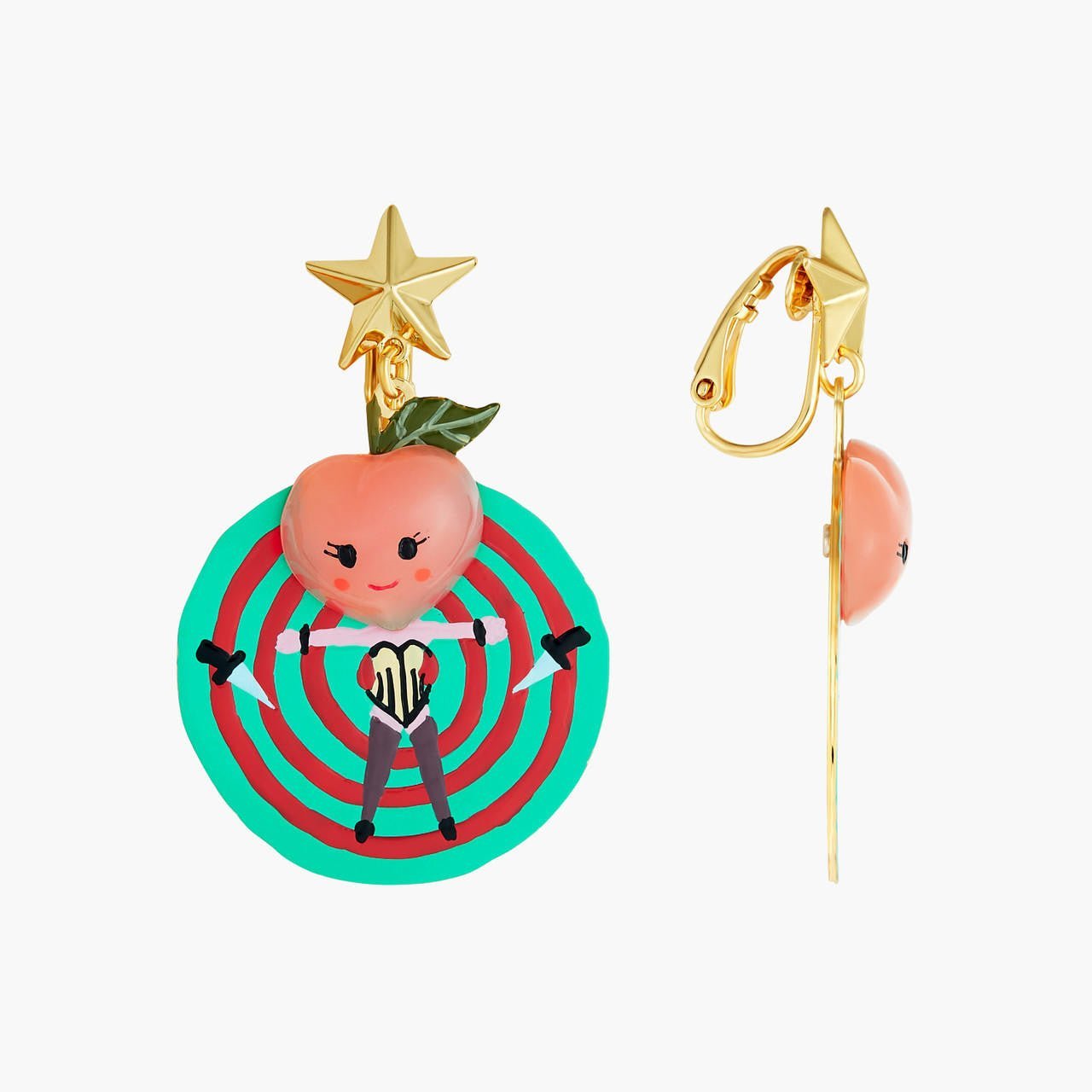 Fruit Circus Peach, Knife And Target Earrings | ANFC1041 - Les Nereides
