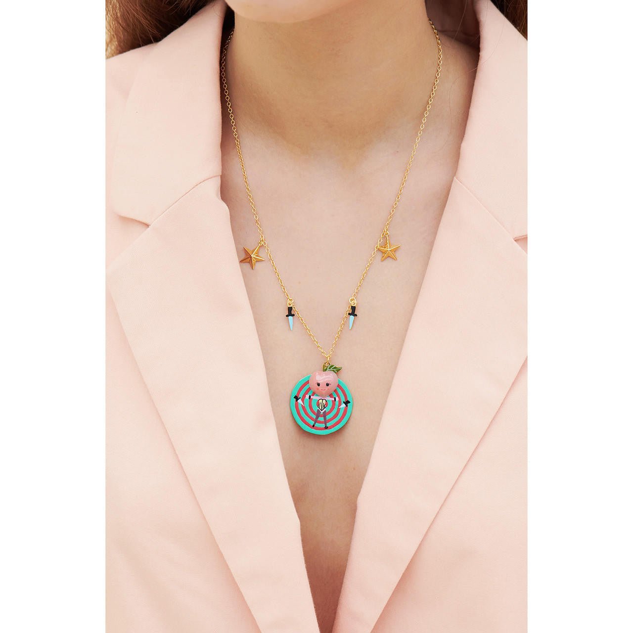 Fruit Circus Peach, Target, Knives And Stars Pendant Necklace | ANFC3031 - Les Nereides