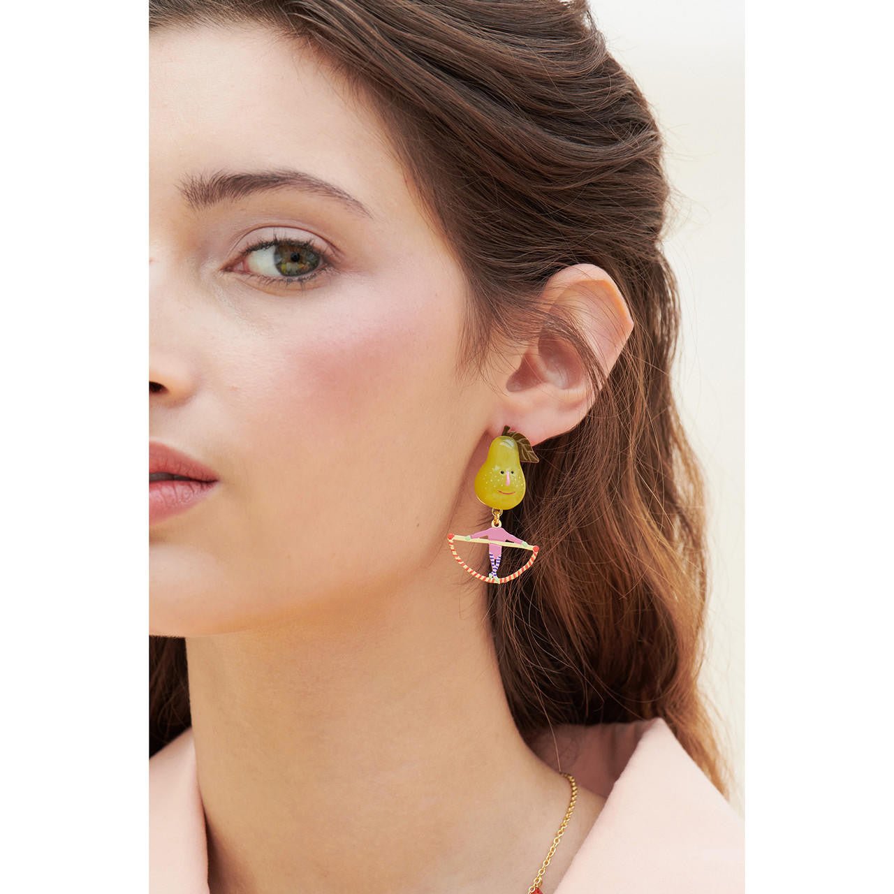 fruit circus pear and trapeze earrings anfc1021 na 700676