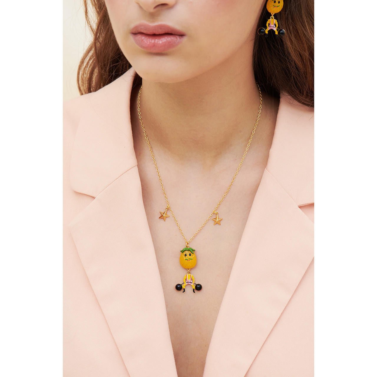 Fruit Circus Pineapple Weight Lifter Pendant Necklace | ANFC3061 - Les Nereides