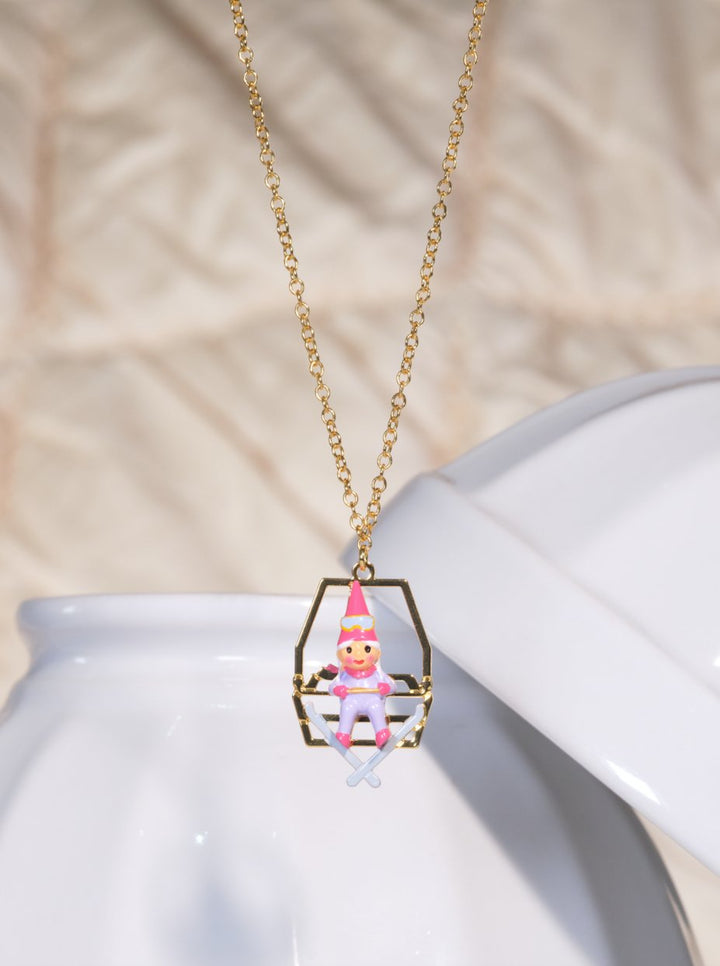 Garden Gnome And Chairlift Pendant Necklace | ASCP3111 - Les Nereides