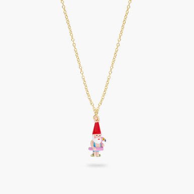 Garden Gnome And Inflatable Pink Flamingo Pendant Necklace | ARCP3031 - Les Nereides