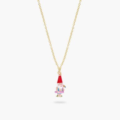 Garden Gnome And Inflatable Pink Flamingo Pendant Necklace | ARCP3031 - Les Nereides
