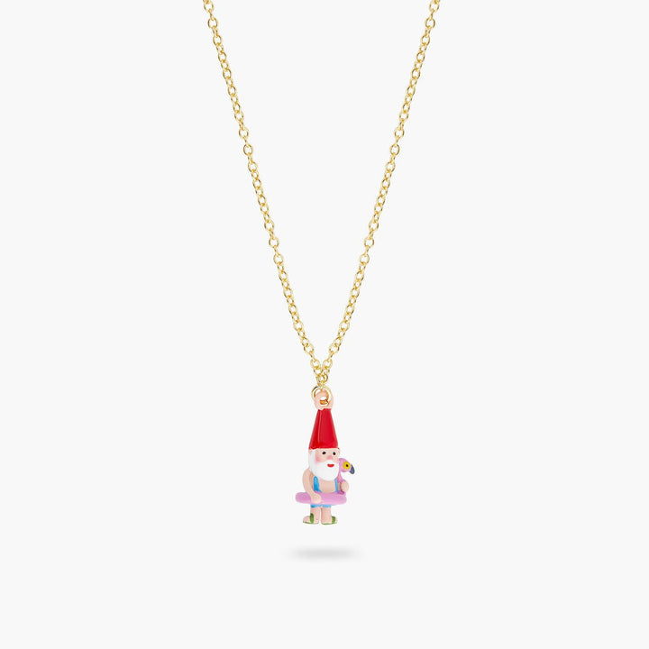 Garden Gnome And Inflatable Pink Flamingo Pendant Necklace | ARCP3031 - Les Nereides