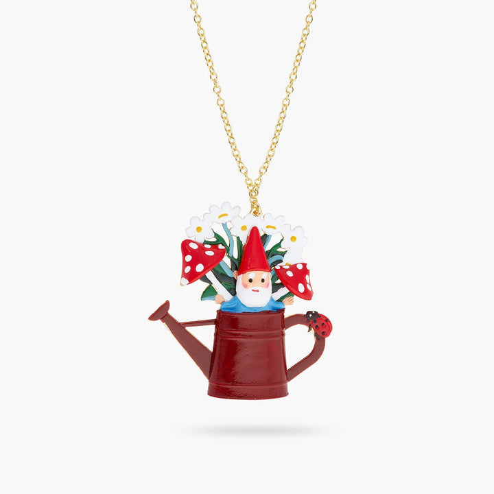 Garden Gnome And Watering Can Pendant Necklace | ARCP3101 - Les Nereides