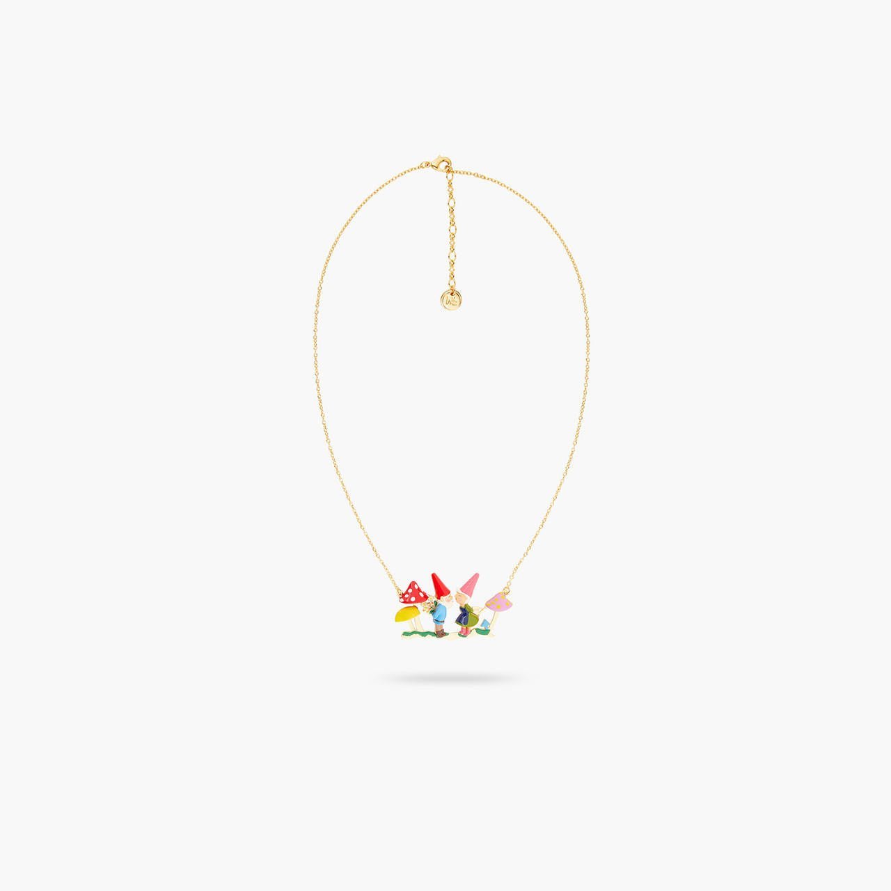 Garden Gnome Couple And Presents Statement Necklace | ARCP3071 - Les Nereides