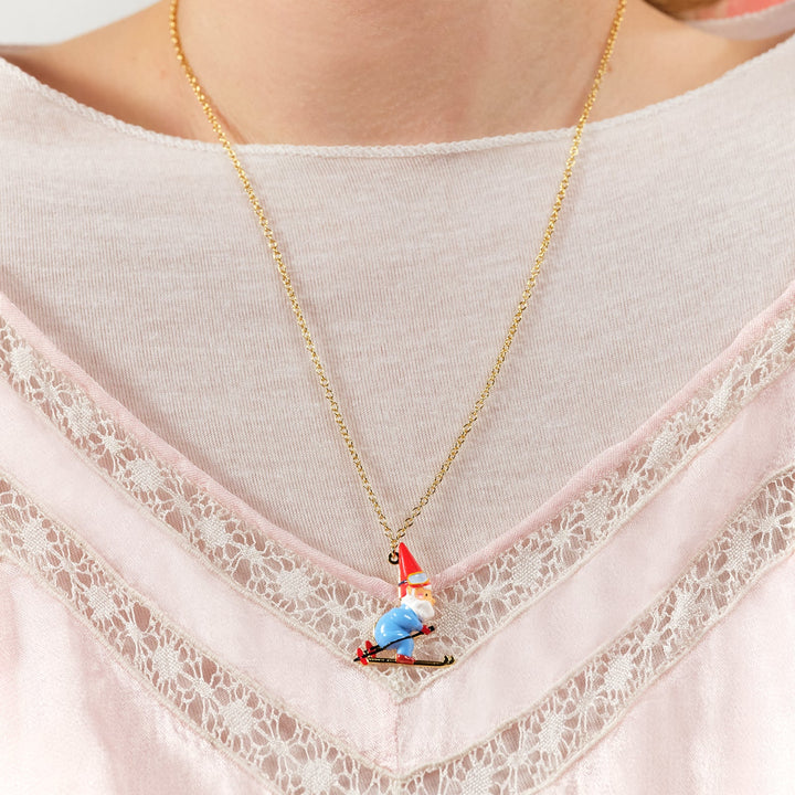 Garden Gnomes And Ski Pendant Necklace | ASCP3101 - Les Nereides