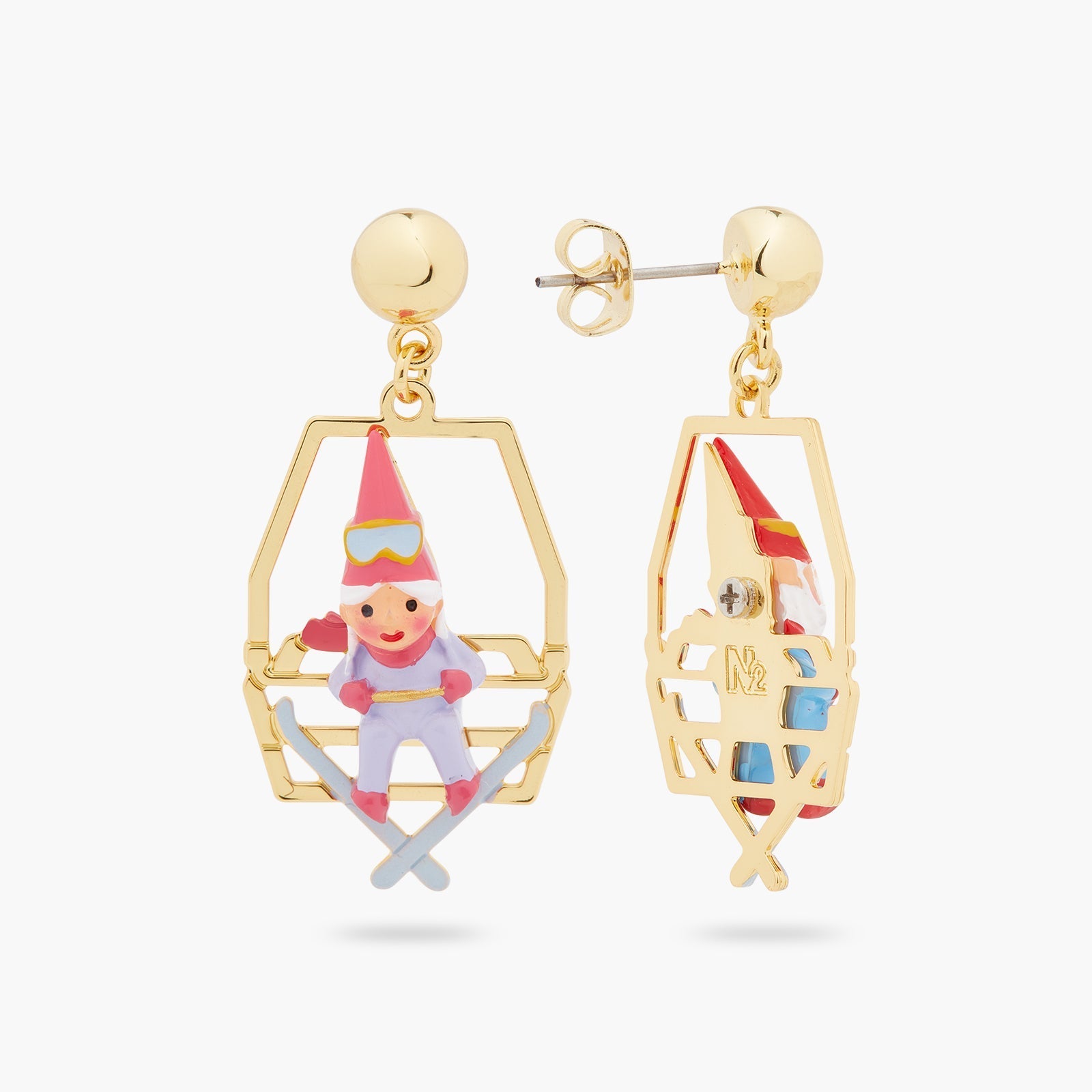 Garden Gnomes Sitting On Chairlift Earrings | ASCP1111 - Les Nereides