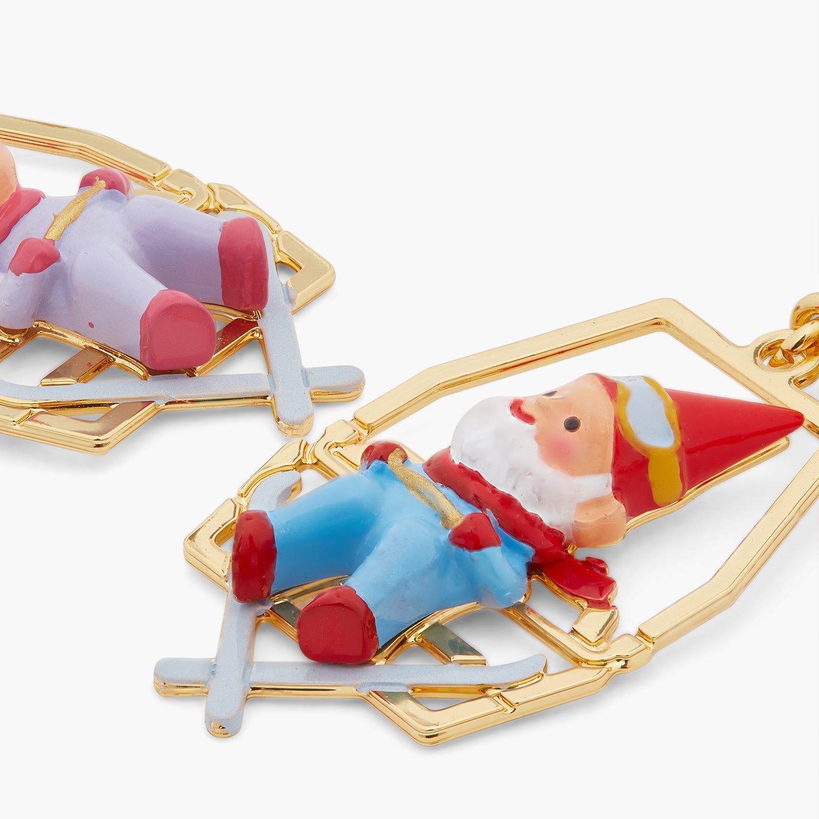 Garden Gnomes Sitting On Chairlift Earrings | ASCP1111 - Les Nereides
