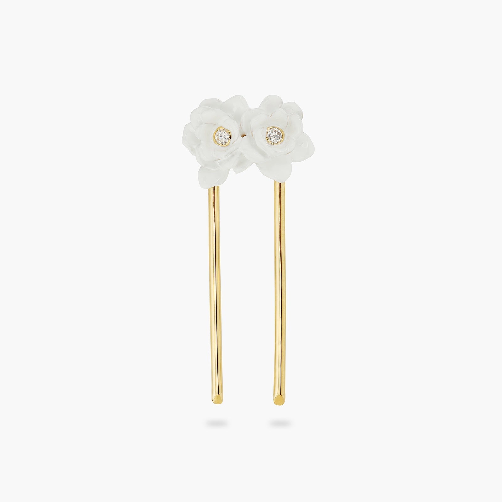 Gardenia And Cut Crystal Stone Hair Pin | ATBP4011 - Les Nereides