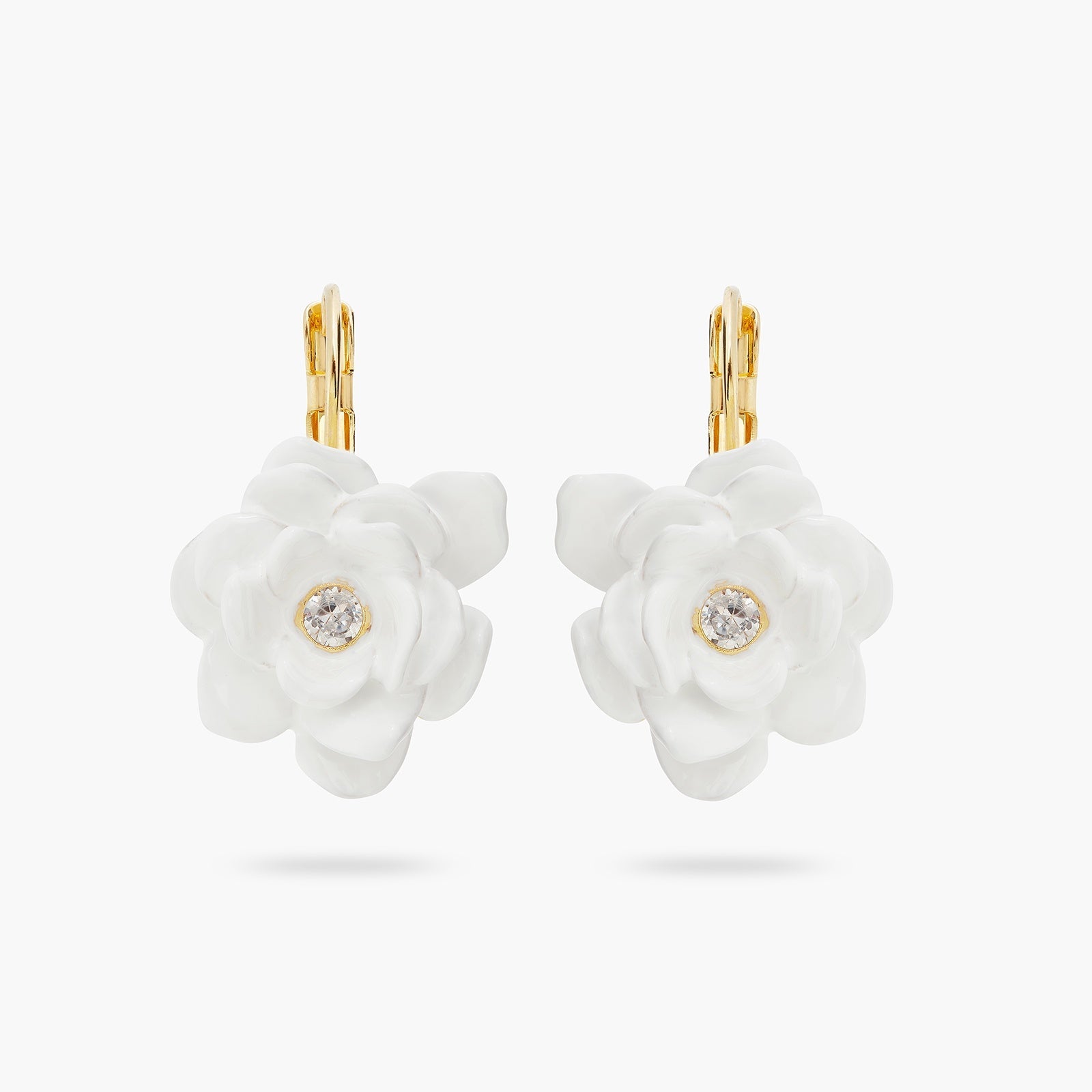 Gardenia And Cut Stone Earrings | ATBP1081 - Les Nereides