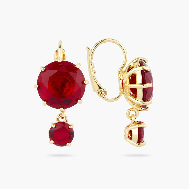 Garnet Red Diamantine 2 Stone Earrings | AQLD1261 - Les Nereides