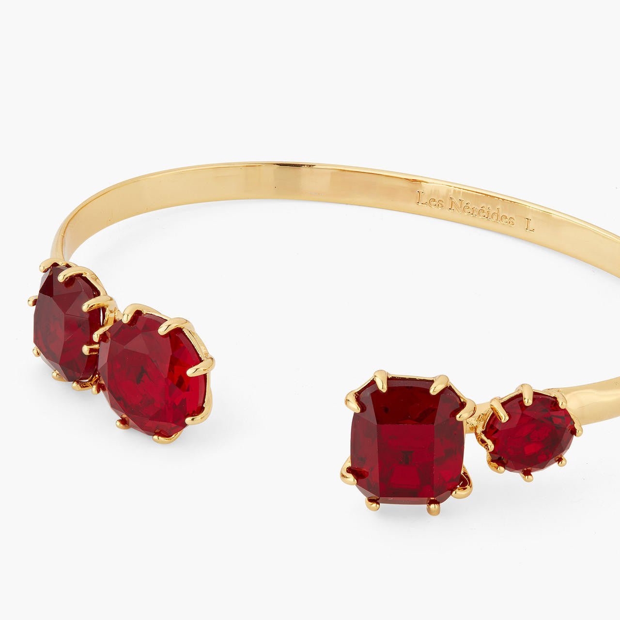 Garnet Red Diamantine 4 Stone Bangle Bracelet | AQLD2541 - Les Nereides
