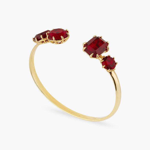 Garnet Red Diamantine 4 Stone Bangle Bracelet | AQLD2541 - Les Nereides