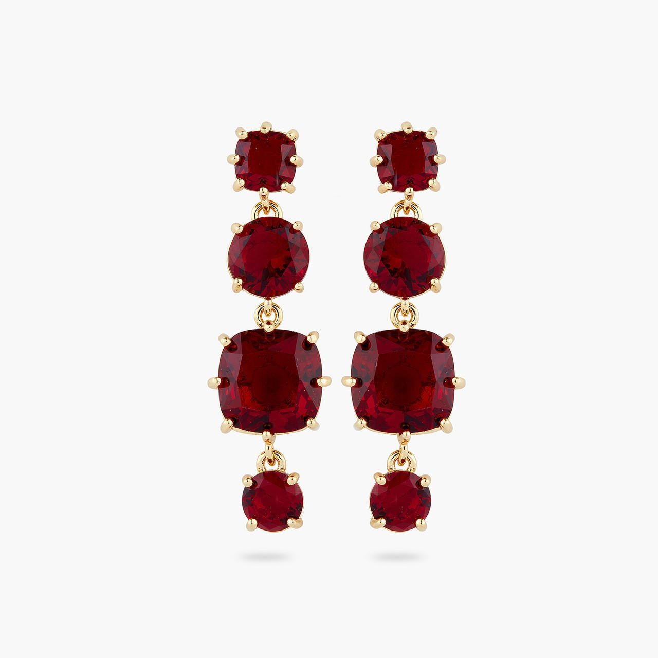 Garnet Red Diamantine 4 Stone Earrings | AQLD1201 - Les Nereides