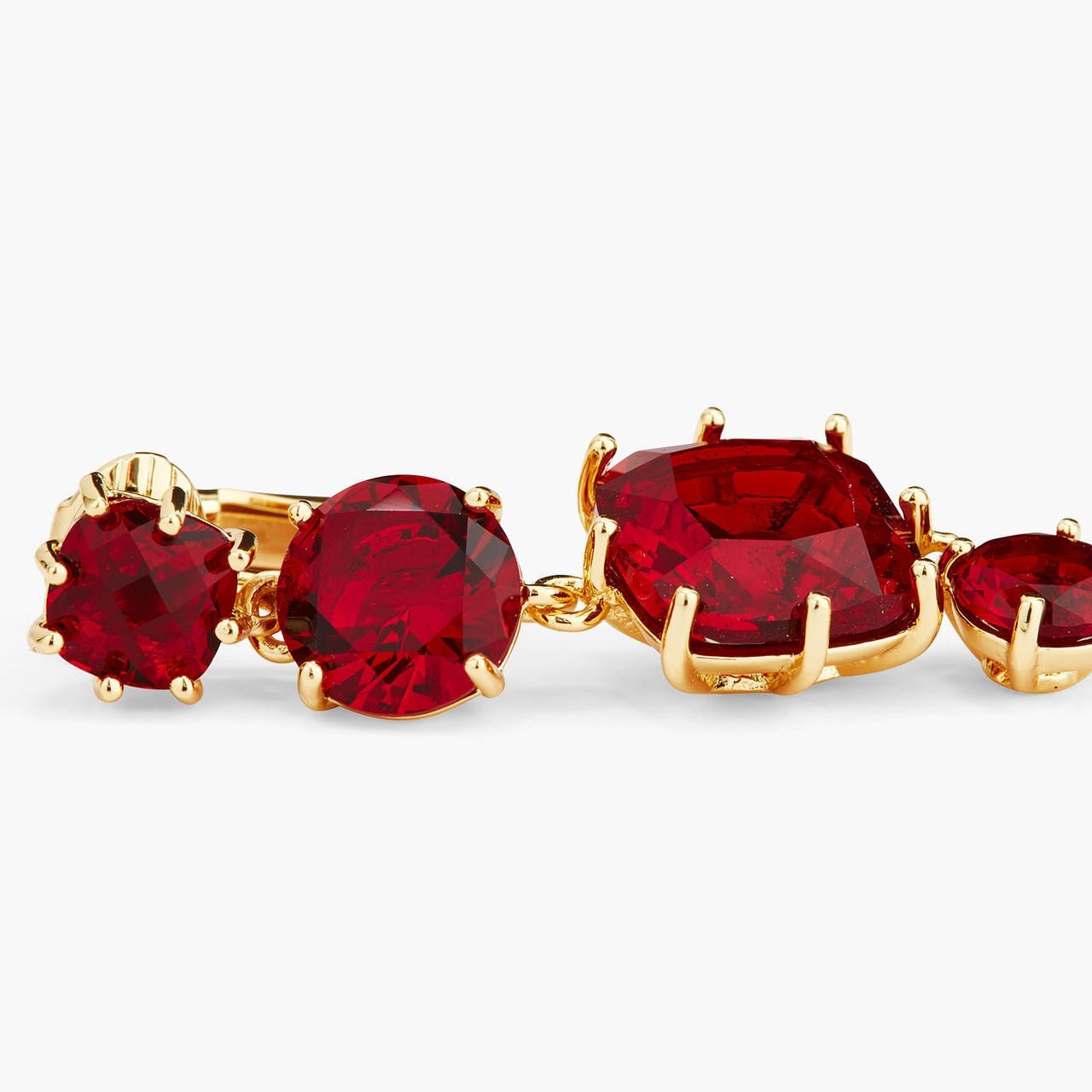 Garnet Red Diamantine 4 Stone Earrings | AQLD1201 - Les Nereides