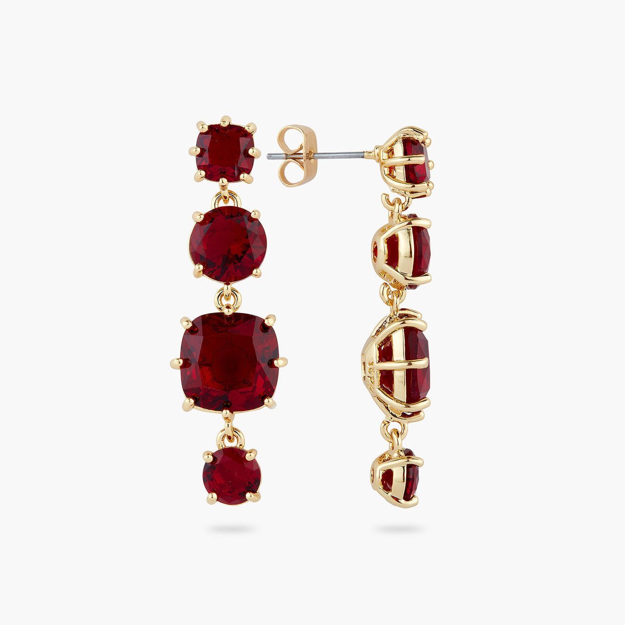 Garnet Red Diamantine 4 Stone Earrings | AQLD1201 - Les Nereides