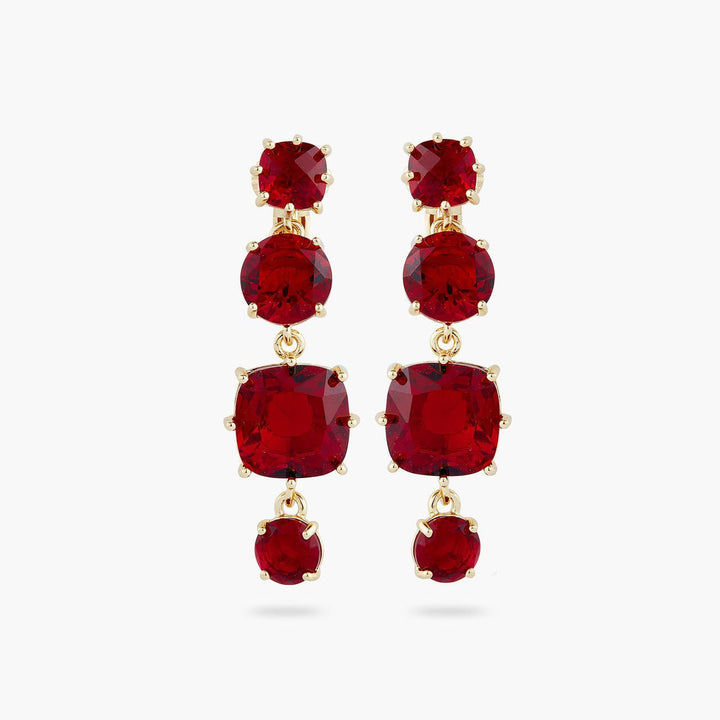 Garnet Red Diamantine 4 Stone Earrings | AQLD1201 - Les Nereides