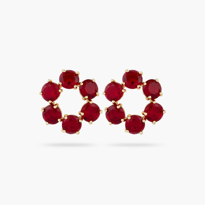 Garnet Red Diamantine 6 Stone Earrings | AQLD1421 - Les Nereides