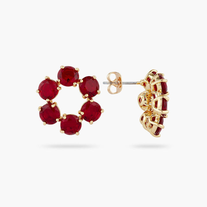 Garnet Red Diamantine 6 Stone Earrings | AQLD1421 - Les Nereides