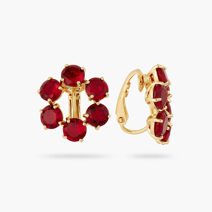 Garnet Red Diamantine 6 Stone Earrings | AQLD1421 - Les Nereides