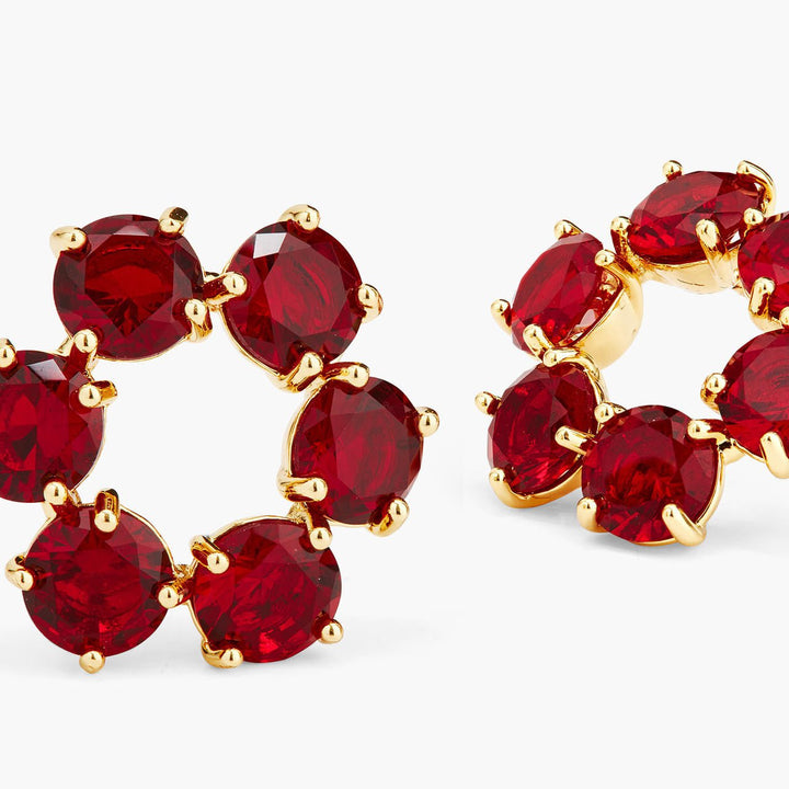 Garnet Red Diamantine 6 Stone Earrings | AQLD1421 - Les Nereides