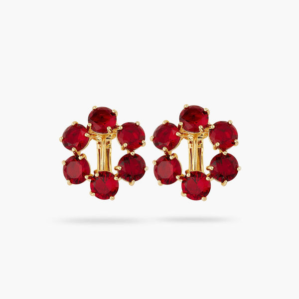 Garnet Red Diamantine 6 Stone Earrings | AQLD1421 - Les Nereides