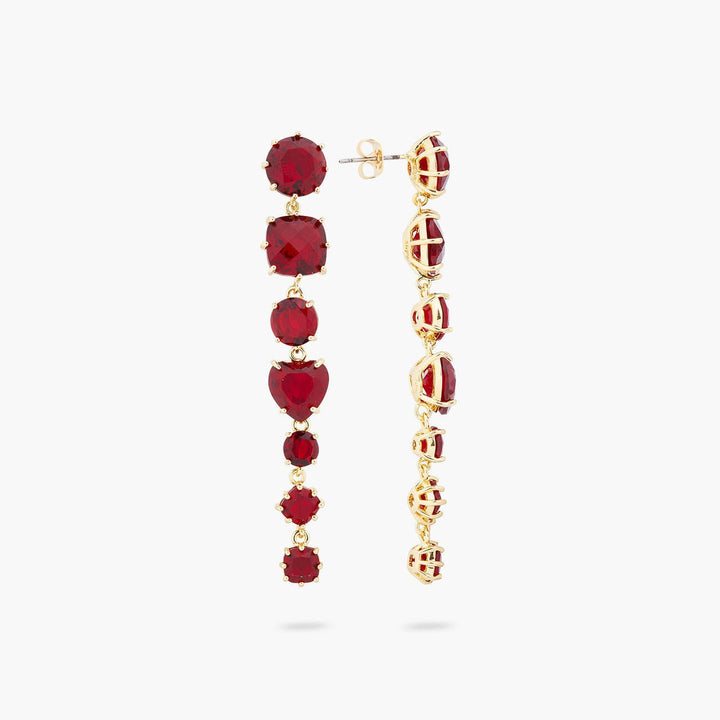 Garnet Red Diamantine 7 Stone Post Earrings | AQLD1211 - Les Nereides