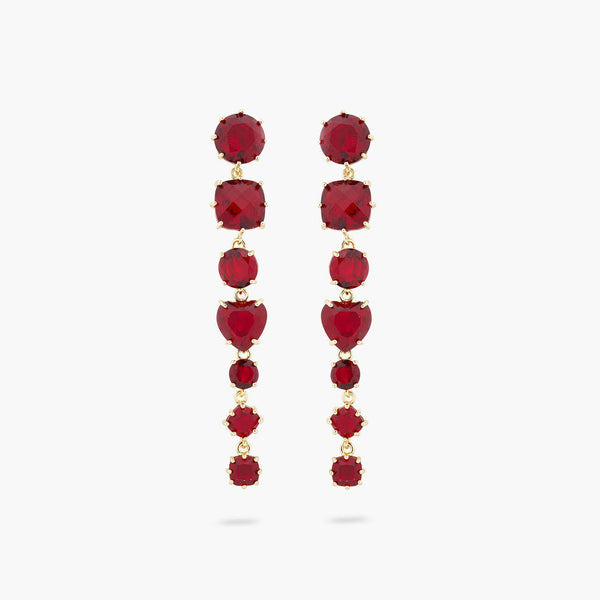 Garnet Red Diamantine 7 Stone Post Earrings | AQLD1211 - Les Nereides