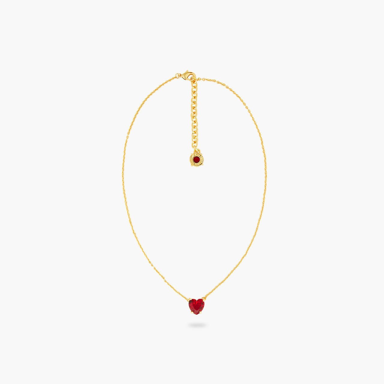Garnet Red Diamantine Heart Pendant Necklace | AQLD3531 - Les Nereides