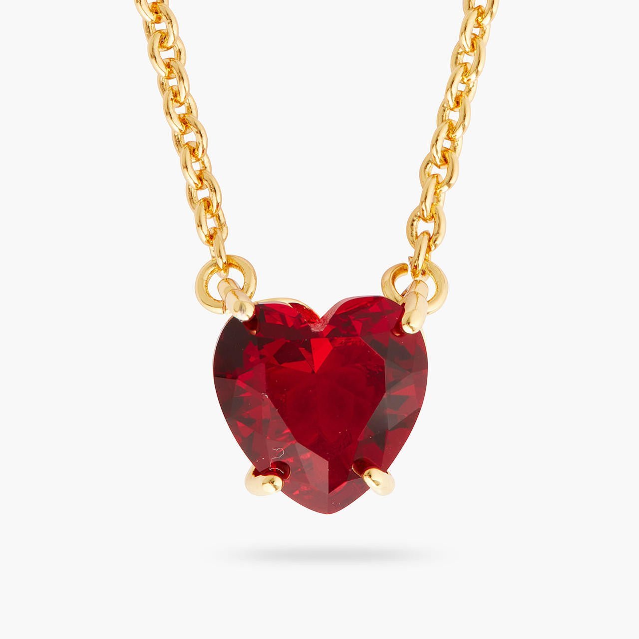 Garnet Red Diamantine Heart Pendant Necklace | AQLD3531 - Les Nereides