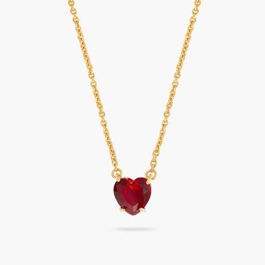 Garnet Red Diamantine Heart Pendant Necklace | AQLD3531 - Les Nereides