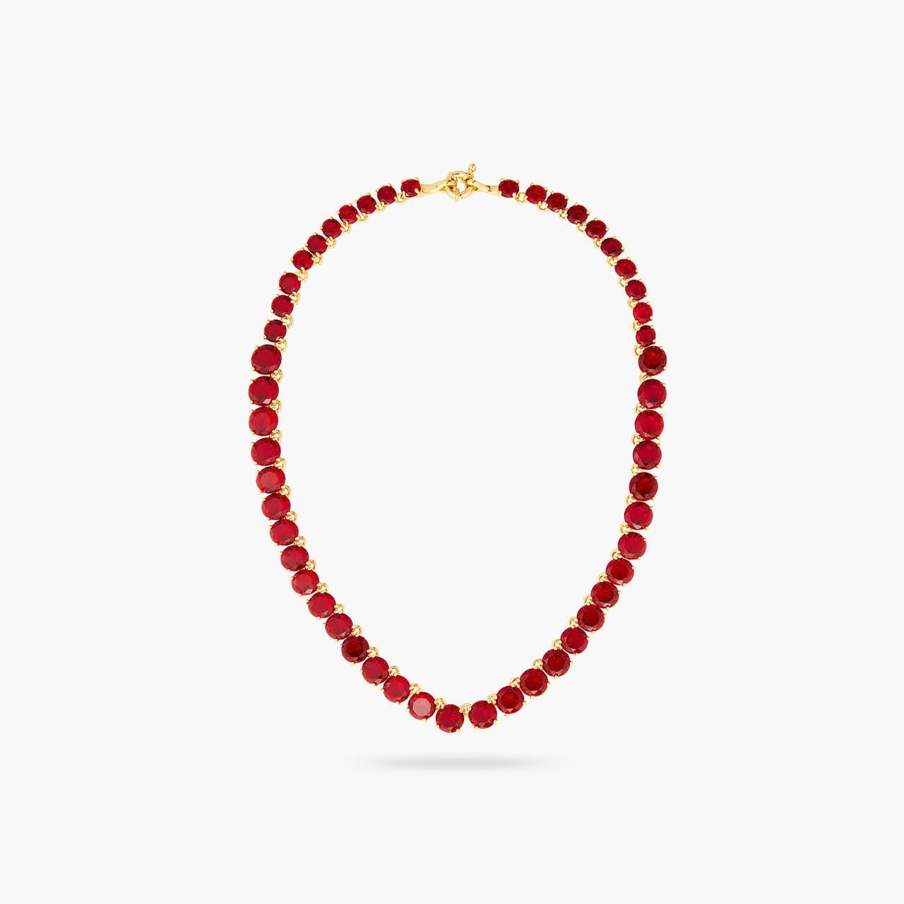 Garnet Red Diamantine Round Stone Choker Necklace | AQLD3321 - Les Nereides