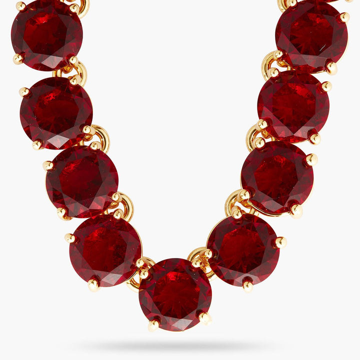 Garnet Red Diamantine Round Stone Choker Necklace | AQLD3321 - Les Nereides