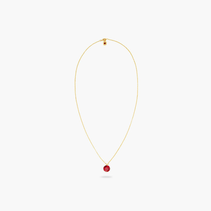 Garnet Red Diamantine Round Stone Long Necklace | AQLD3331 - Les Nereides