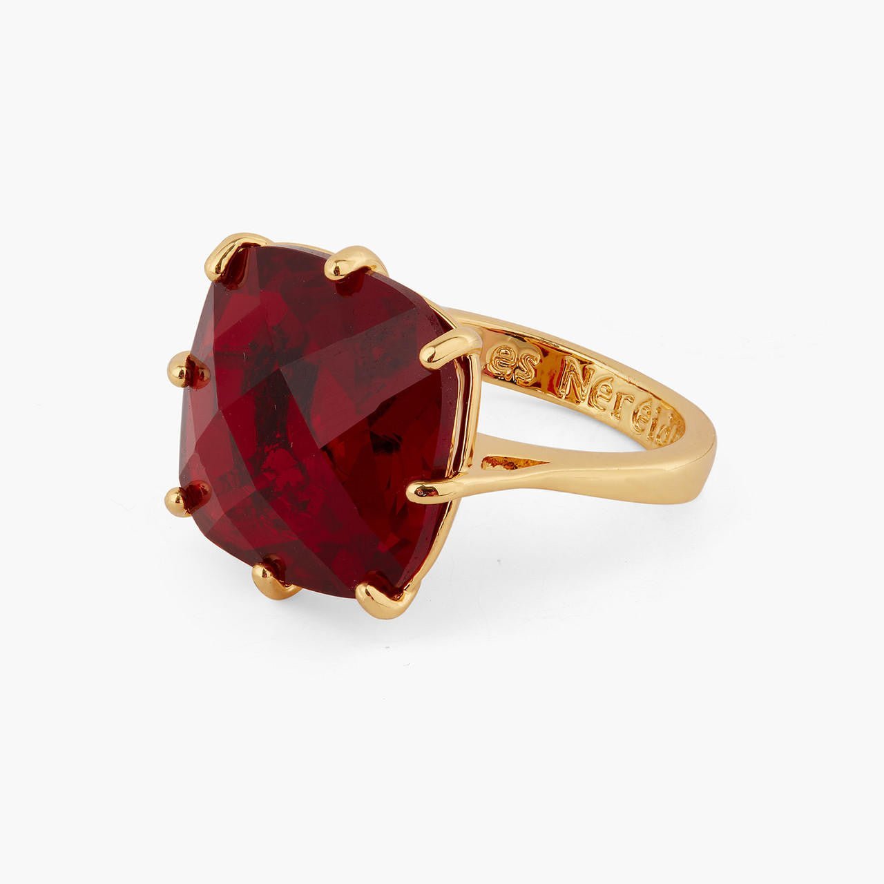 Garnet Red Diamantine Square Solitaire Ring | AQLD6021 - Les Nereides