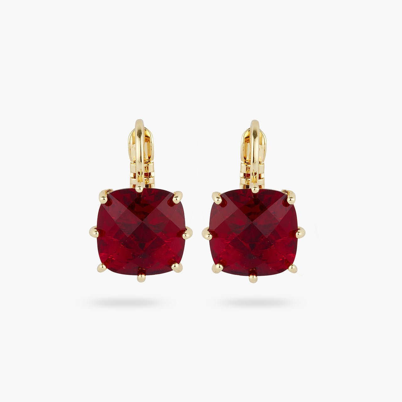 Garnet Red Diamantine Square Stone Earrings | AQLD1011 - Les Nereides