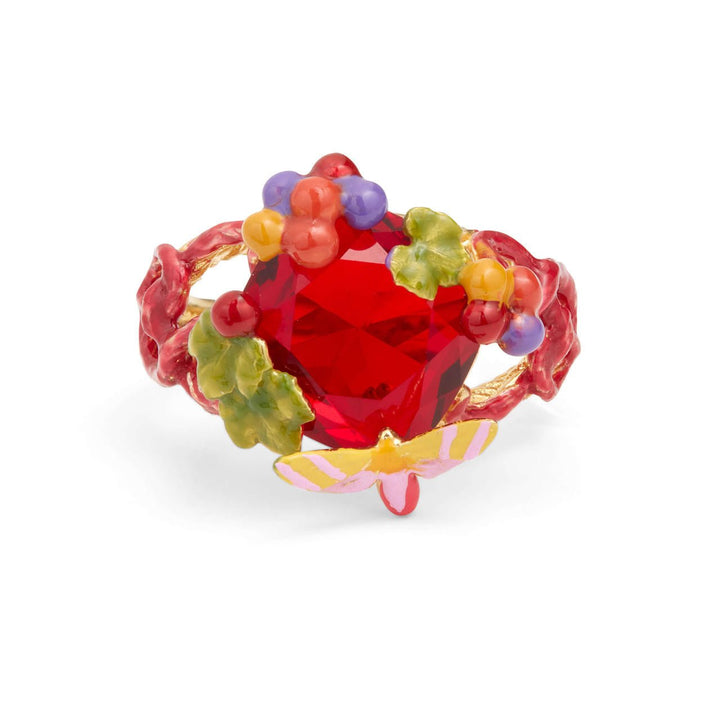 Garnet Red Stone And Grapes Cocktail Ring | AQVT6011 - Les Nereides
