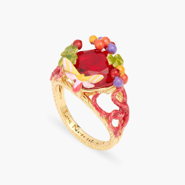 Garnet Red Stone And Grapes Cocktail Ring | AQVT6011 - Les Nereides