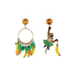 Gentiment Joyeux Bruno Mischievous Monkey W/Bananas Earrings | ADGJ1021 - Les Nereides