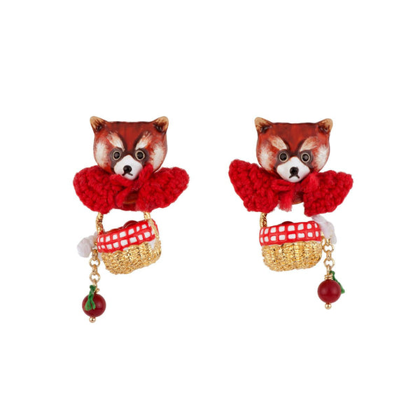 Gentiment Joyeux Leonie Red Panda With Basket Earrings | AEGJ1021 - Les Nereides