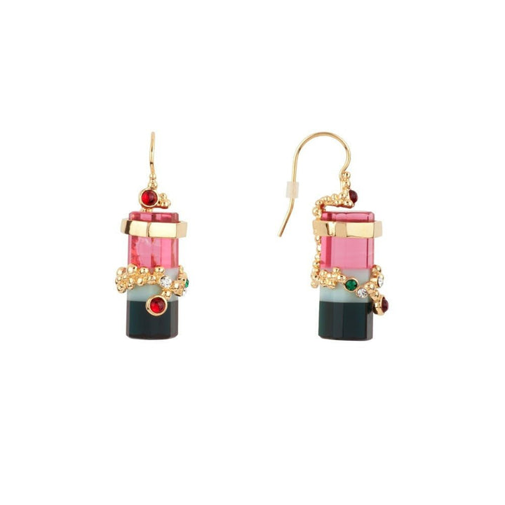 Geometrie Variable 3-Colored Crystal Stone And Bubbles Earrings | ADGV1061 - Les Nereides