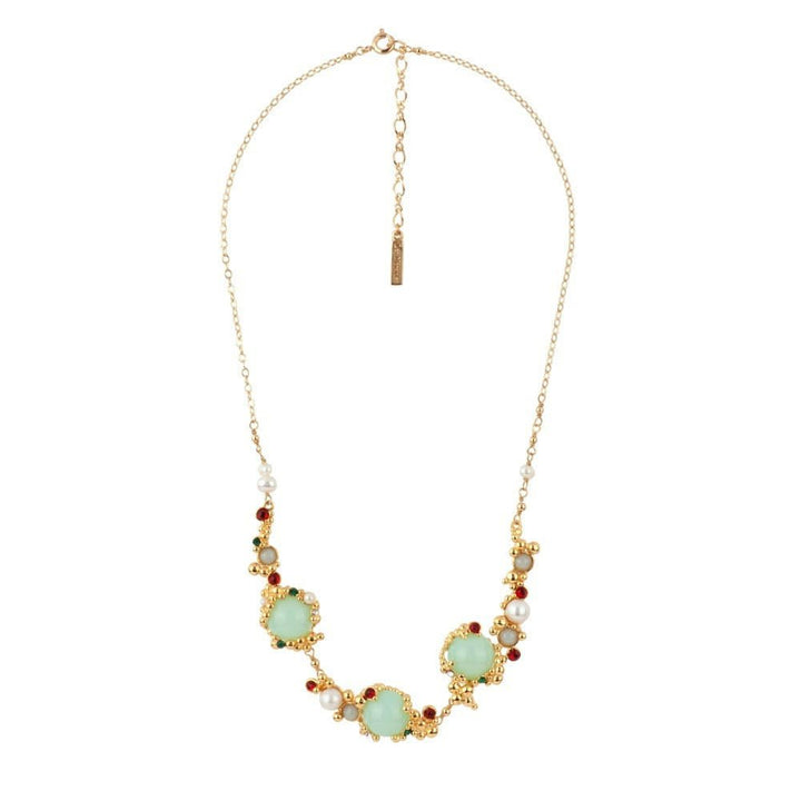 Geometrie Variable 3 Green Round Crystal Stones And Bubbles Necklace | ADGV3061 - Les Nereides