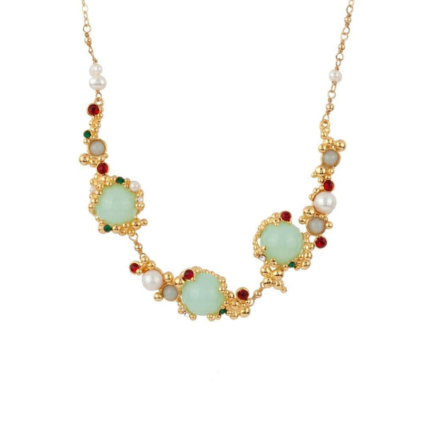 Geometrie Variable 3 Green Round Crystal Stones And Bubbles Necklace | ADGV3061 - Les Nereides