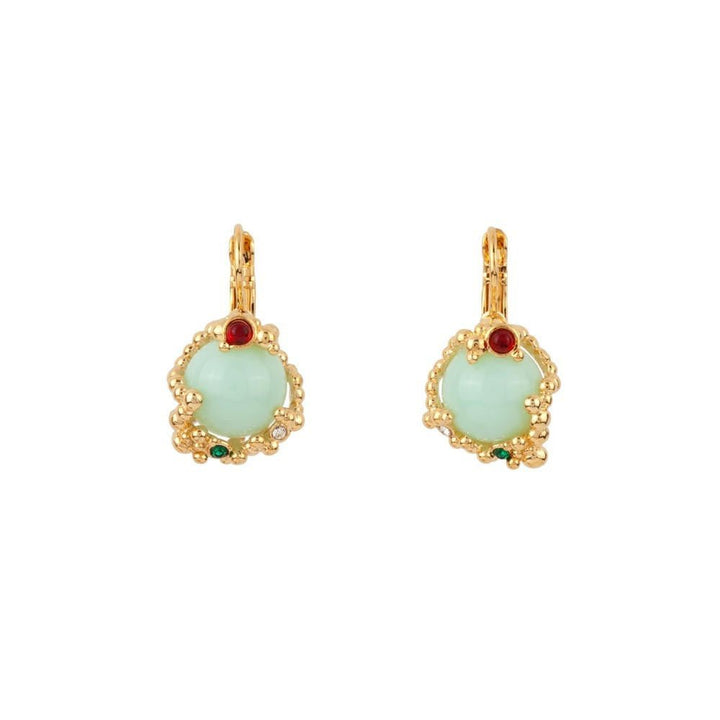 Geometrie Variable Green Round Crystal Stone And Bubbles Earrings | ADGV1041 - Les Nereides