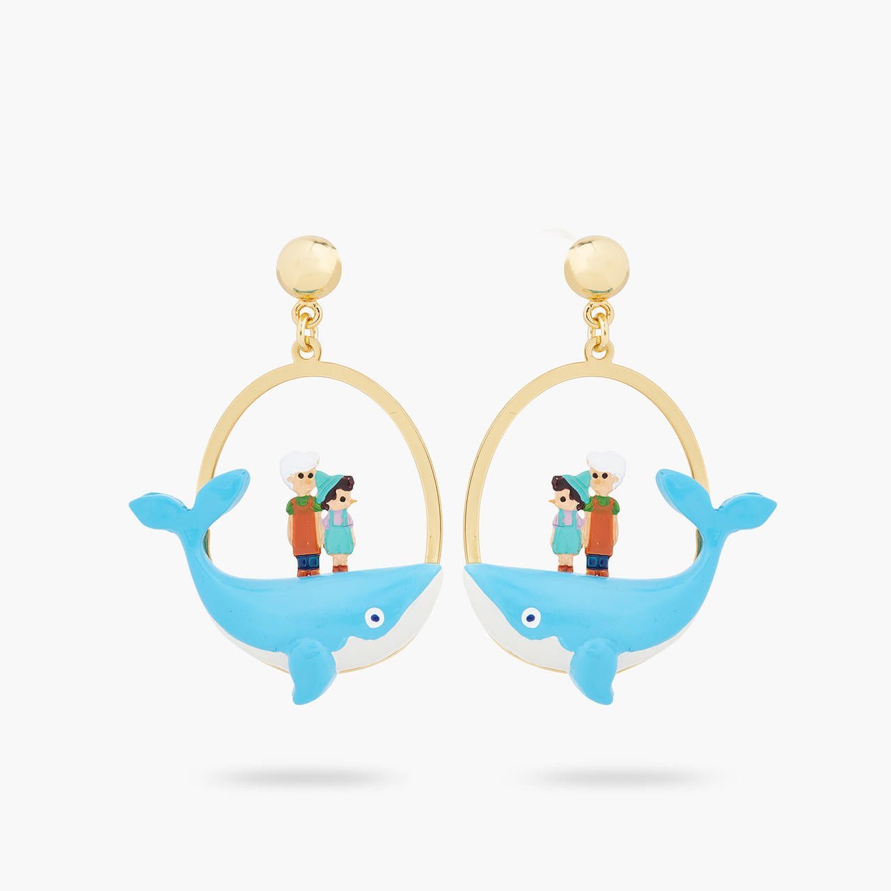 Gepetto And Pinocchio Standing On The Whale Earrings | ARPI1071 - Les Nereides