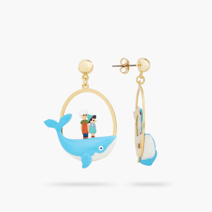 Gepetto And Pinocchio Standing On The Whale Earrings | ARPI1071 - Les Nereides